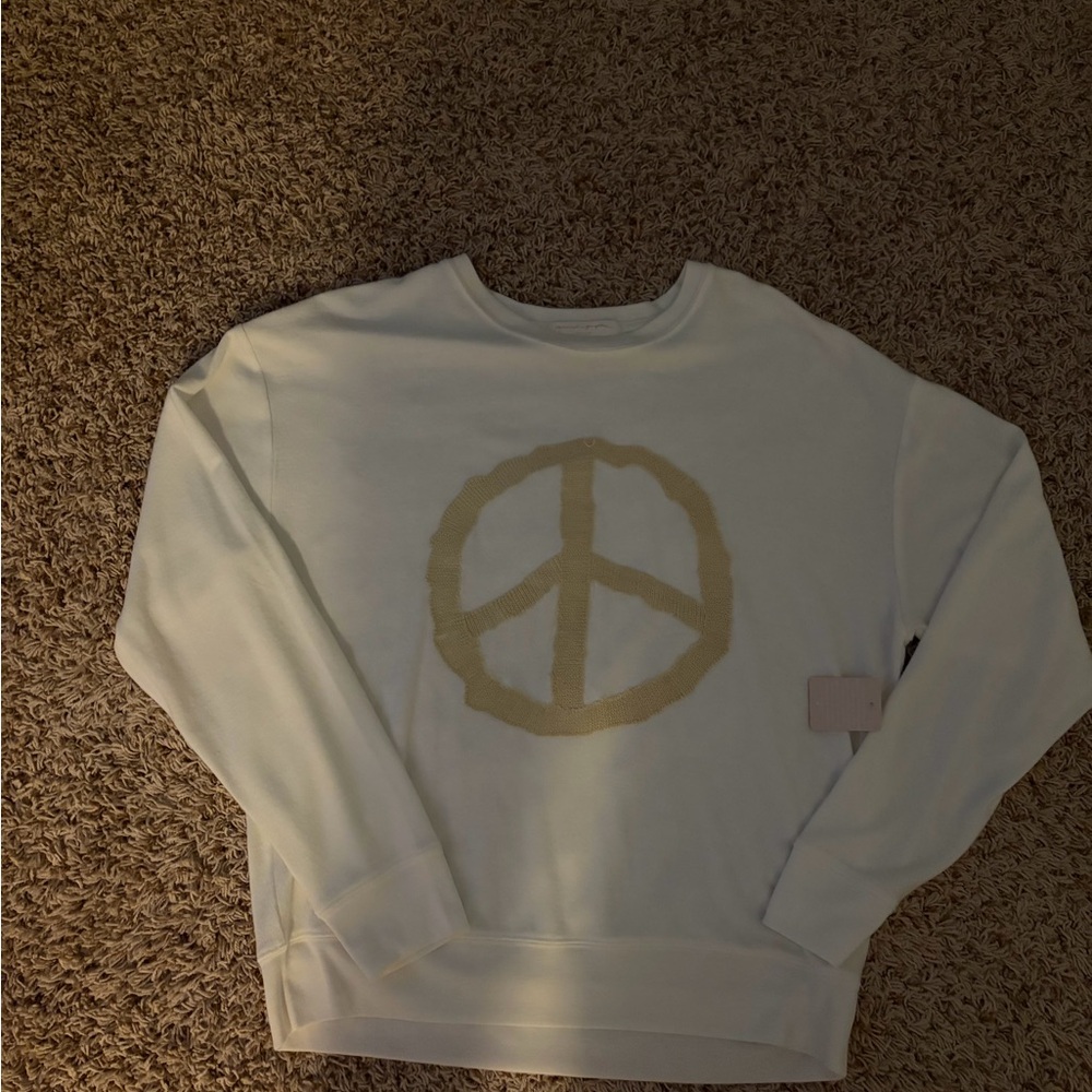 Spiritual Gangster White and Gold Peace Sweatshirt